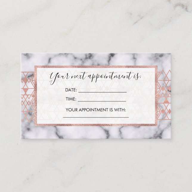 Rose Gold Marble Triangle Tribal Geometric Appointment Card (Front)