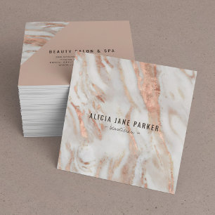 Rose gold marble unique elegant professional square business card