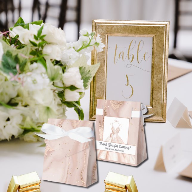 Rose Gold Marble Wedding & Quinceañera Personalise Favour Box (Creator Uploaded)