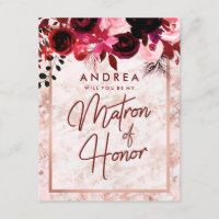 Rose Gold Marble Will You Be My Matron of Honour