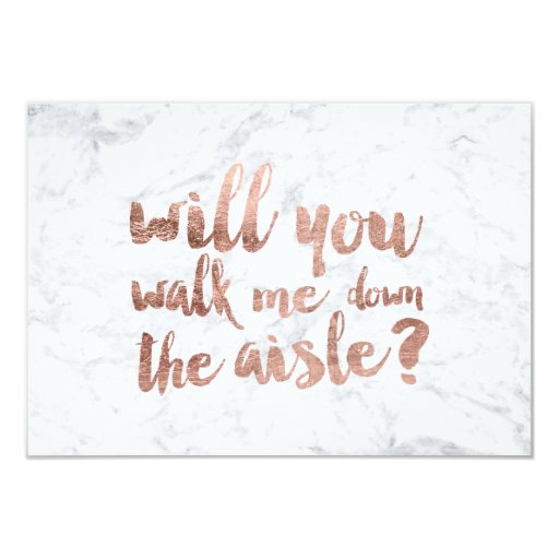 Image of Rose gold marble will you walk me down the aisle Invitation
