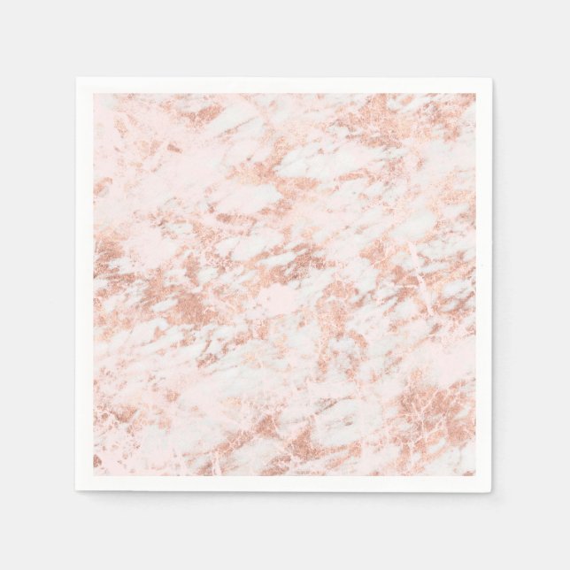 Rose Gold Marbled Elegant Modern Wedding Napkin (Front)