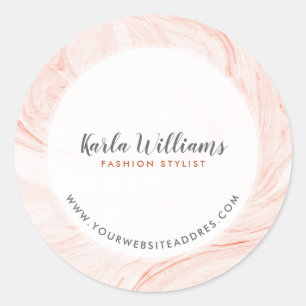 Rose-gold Marbling Swirls Classic Round Sticker