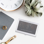 Rose Gold Marquee | Personalised Business Card Holder<br><div class="desc">Elegant business card holder features your name and/or business name in classic white lettering on a rich medium grey background with cascading strands of faux rose gold foil string lights.</div>