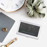 Rose Gold Marquee | Personalised Business Card Holder<br><div class="desc">Elegant business card holder features your name and/or business name in classic white lettering on a rich soft black background with cascading strands of faux rose gold foil string lights.</div>