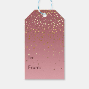Rose Gold Marsala Design With Gold Stars Gift Tags