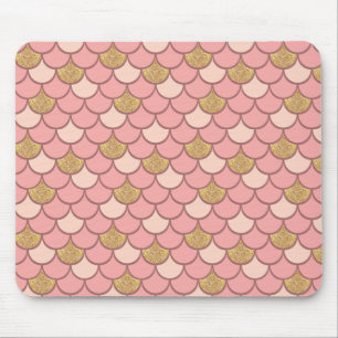 Rose gold mermaid scale with glitter effect mouse mat