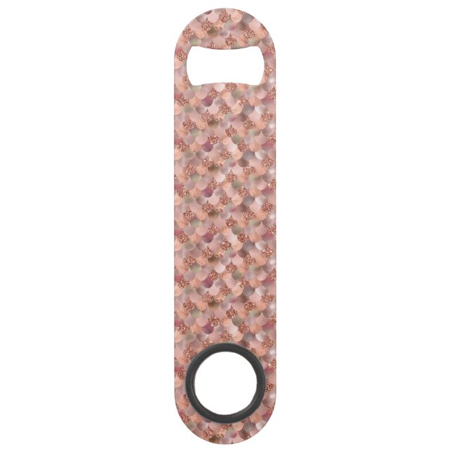 Rose Gold Mermaid Scales Glitter Bottle opener (Front)