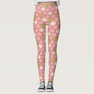Rose Gold Mermaid Scales with Glitter Leggings