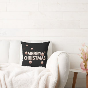 Rose Gold Merry Christmas - Holiday Design Cushion