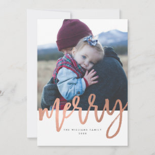 Rose Gold Merry Christmas Photo Cards