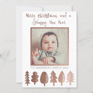 Rose Gold Merry Christmas Photo Holiday Card