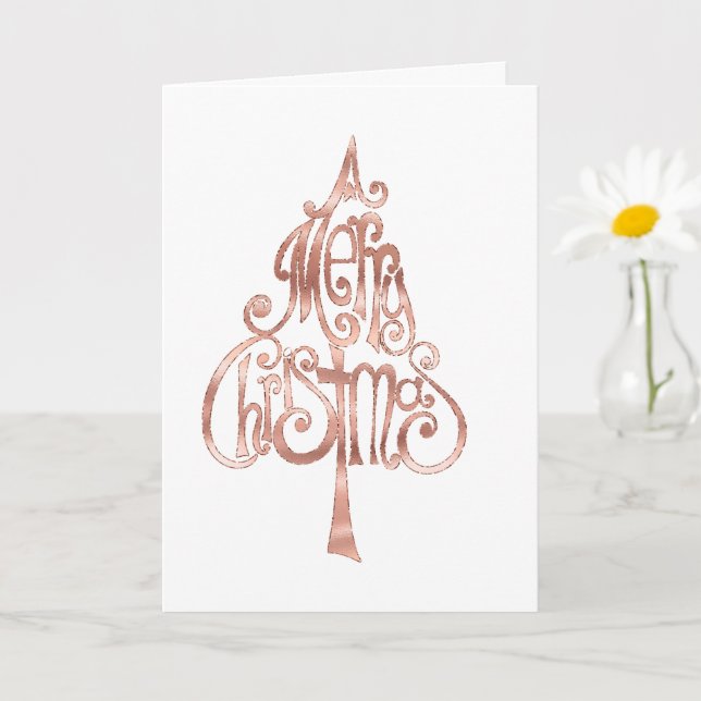 Rose Gold Merry Christmas Tree Card (Small Plant)