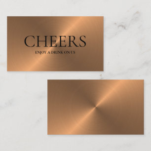 Rose Gold Metal Effect Free Drinks Ticket Card