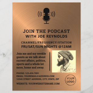 Rose Gold Metal Effect, Podcaster, Podcast Flyer