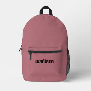 Rose Gold Metallic and Black Personalised Name  Printed Backpack