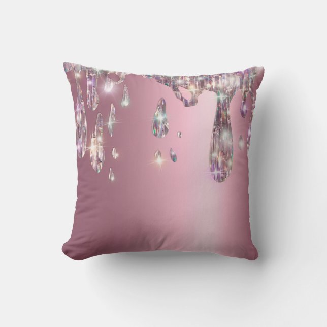 *~* ROSE GOLD Metallic AP7 Drip Dripping GLITTER Cushion (Front)