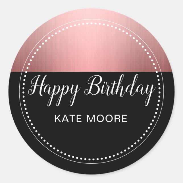 Rose Gold Metallic Birthday Party Classic Round Sticker (Front)