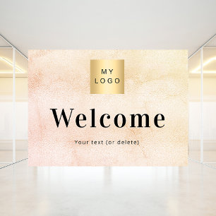 Rose gold metallic business logo welcome window cling