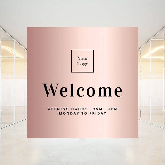 Rose gold metallic business logo welcome window cling (Creator Uploaded)