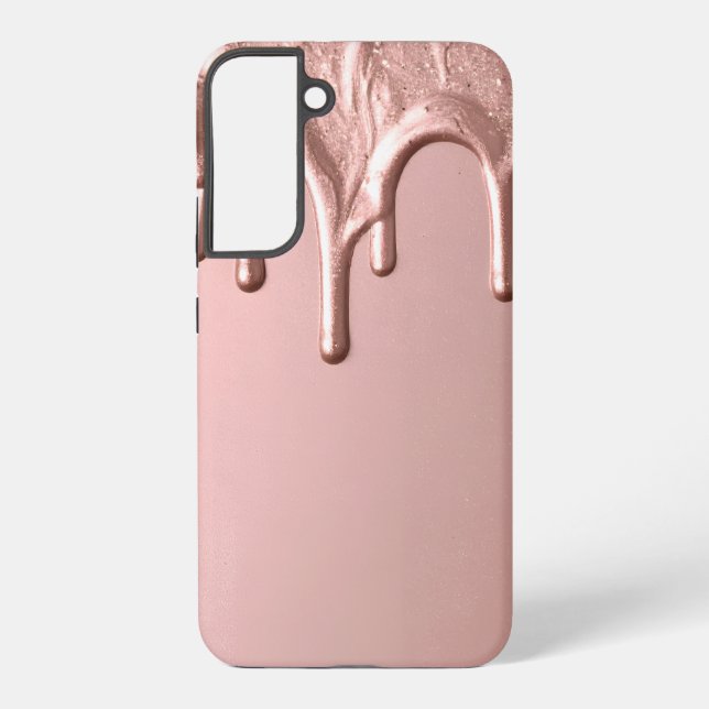 Rose Gold Metallic Drip Samsung Galaxy S22+ Case (Back)