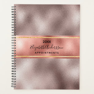 Rose gold metallic elegant glam monogram 2021 planner