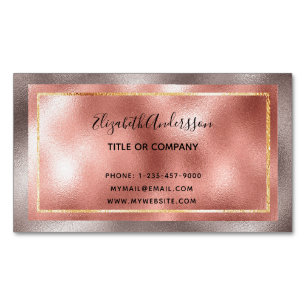 Rose gold metallic elegant pink elegant modern Magnetic business card