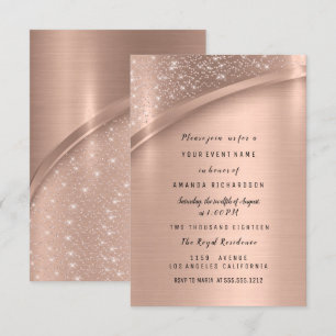 Rose Gold Metallic Glitter Bridal Sweet 16th Invitation