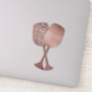 Rose Gold Metallic Glitter Foil Wine Glasses