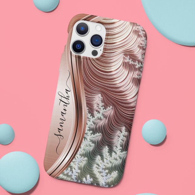 Rose Gold Metallic Handwritten Monogram Case-Mate iPhone Case (Creator Uploaded)