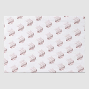 Rose gold metallic look Valentine heart love white Tissue Paper