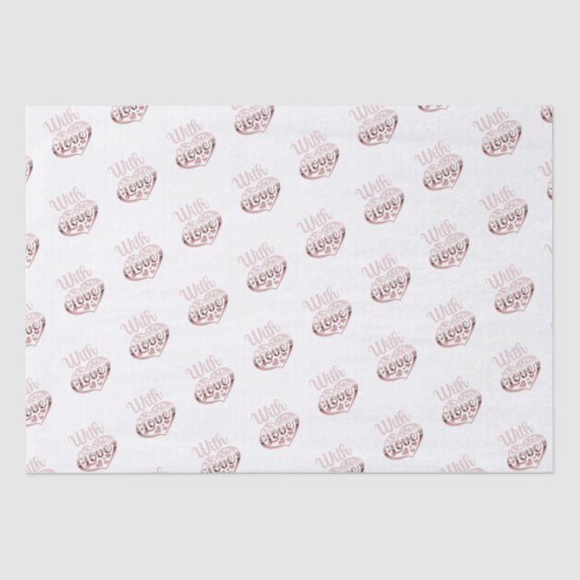 Rose gold metallic look Valentine heart love white Tissue Paper (Front)