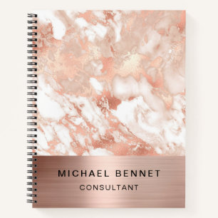 Rose Gold Metallic Marble Consultant Business Notebook