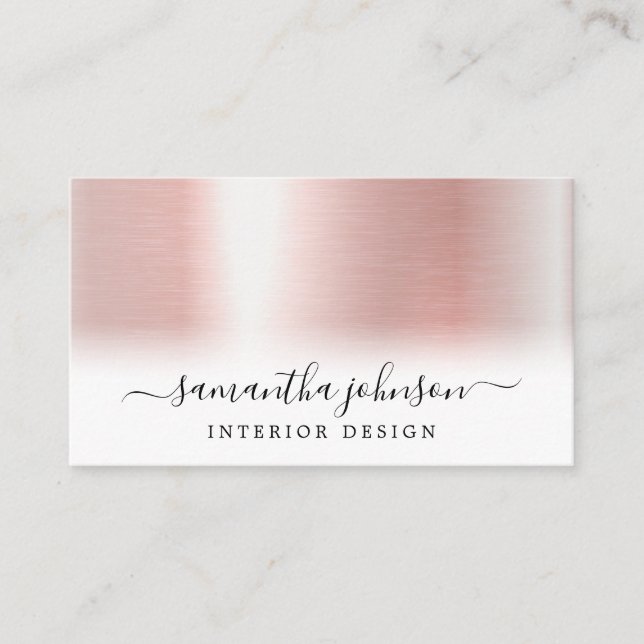 Rose Gold Metallic Modern Elegant Business Card (Front)