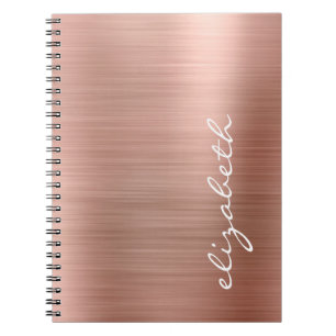 Rose Gold Metallic Personalised Signature Script Notebook