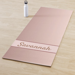 Rose gold metallic pink monogram modern elegant yoga mat