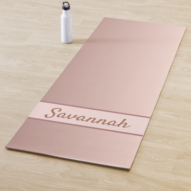 Rose gold metallic pink monogram modern elegant yoga mat (In Situ)