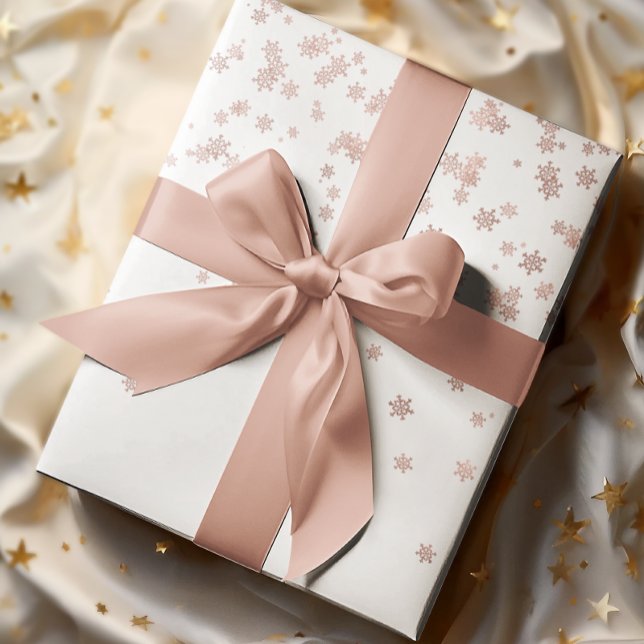 Rose Gold Metallic Snowflakes Holiday Christmas Wrapping Paper (Creator Uploaded)