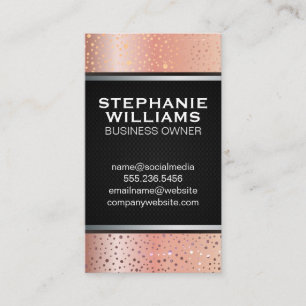 Rose Gold Metallic Specks   Black Mesh   Silver Business Card