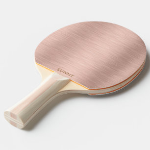 Rose-gold Metallic Texture Monogram Ping Pong Paddle