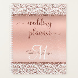 Rose Gold Metallic Typography Glitter Wedding Planner
