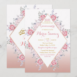 Rose Gold Mexican Mis Quince Invitation