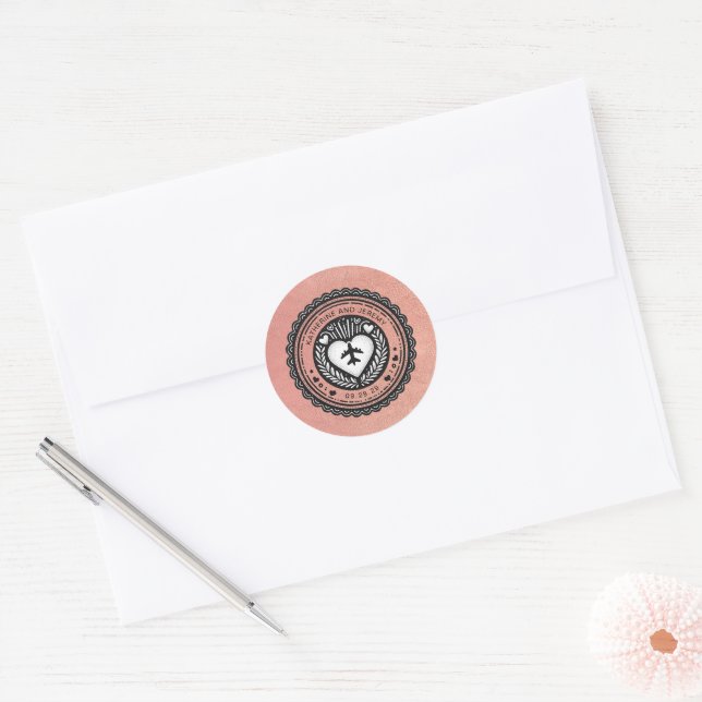 Rose Gold Mexico Passport Classic Round Sticker (Envelope)