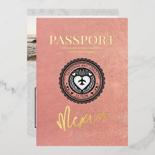 Rose Gold Mexico Passport Wedding (Front/Back)