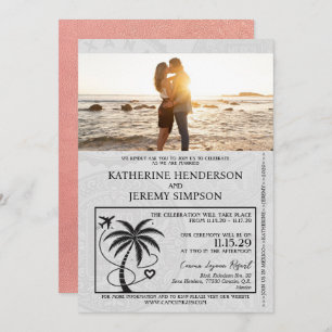 Rose Gold Mexico Passport Wedding Invitation