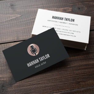 Rose Gold Microphone Voice Actor Business Card