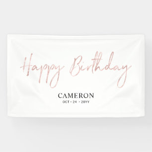 Rose Gold Minimal Custom Happy Birthday Banner