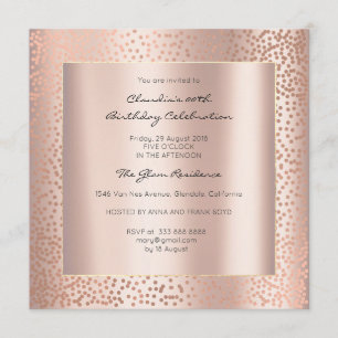Rose Gold Minimal Dots Blush Confetti Birthday Invitation