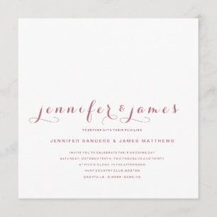Rose Gold Minimal Script Modern Photo Wedding Invitation