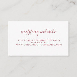 Rose Gold Minimal Simple Wedding Website Enclosure Card